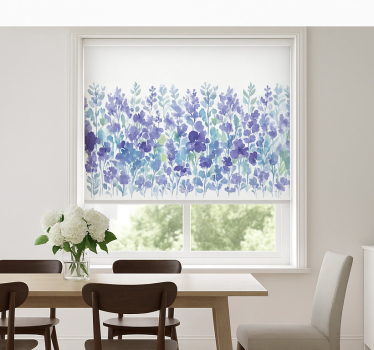 Cortina roller comedor campo floral de lavanda - TenVinilo