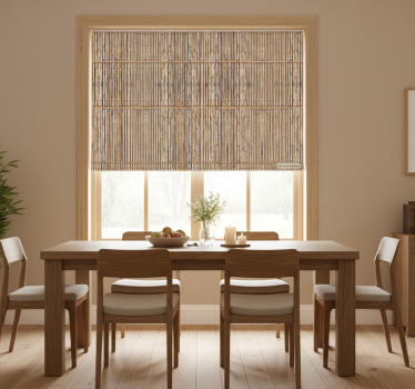Cortina roller comedor cañas de bambú artesanal - TenVinilo