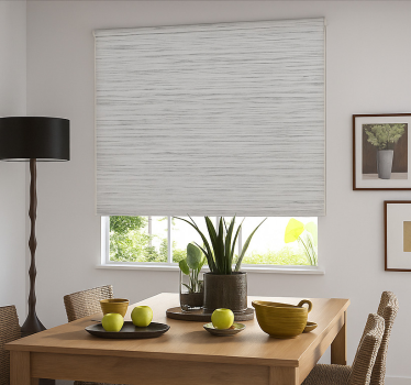 Cortina roller comedor efecto haya gris - TenVinilo