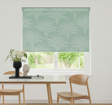 Cortina roller comedor estampado de hojas de trigo verde - TenVinilo