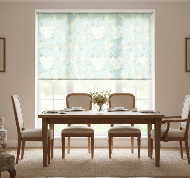 Cortina roller comedor estilo grandmillenial floral - TenVinilo