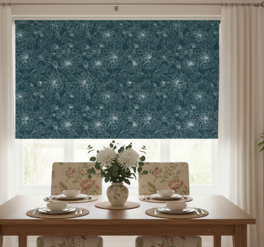 Cortina roller comedor flores blancas grandmillenial - TenVinilo