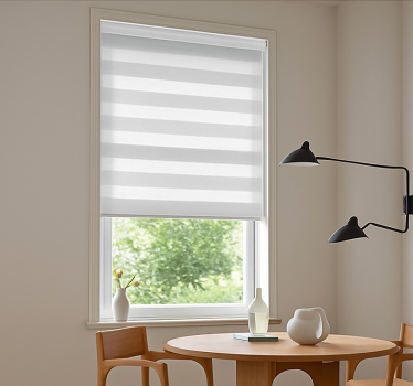 Cortina roller comedor rayas blancas transparentes - TenVinilo