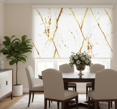 Cortina roller comedor rayas de mármol dorado - TenVinilo
