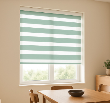 Cortina roller comedor rayas verde azulado - TenVinilo