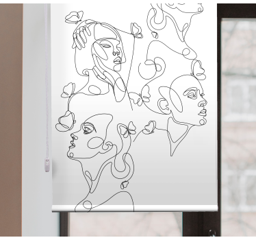 Cortina roller dibujos caras de arte lineal - TenVinilo
