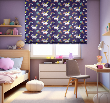 Cortina roller infantil unicornios y arcoiris - TenVinilo
