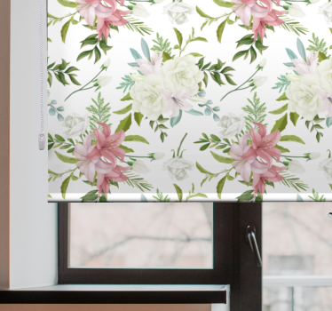 Cortina roller elegante arreglo floral sencillo - TenVinilo