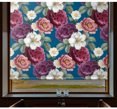 Cortina roller floral arreglo de rosas vibrantes - TenVinilo
