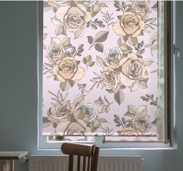 Cortina roller floral elegante motivo de rosa - TenVinilo