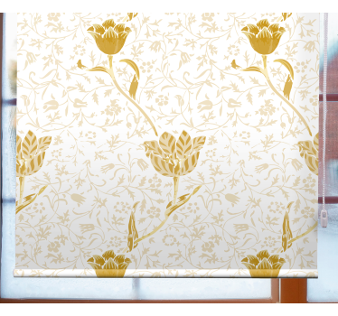 Cortina roller floral patrón elegante dorado - TenVinilo