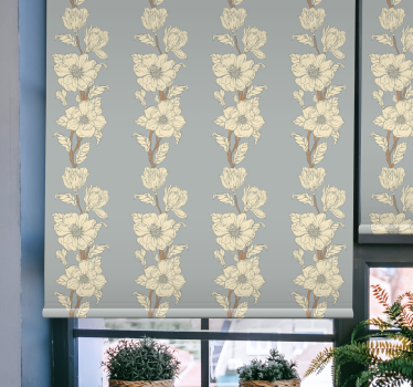 Cortina roller floral patrón elegante vertical - TenVinilo