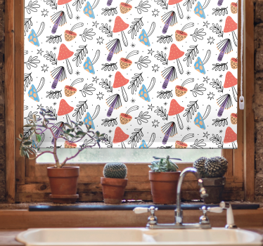 Cortina roller flores diseño floral funky - TenVinilo