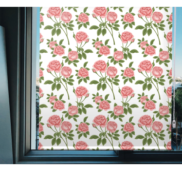Cortina roller flores hermoso patrón de rosas - TenVinilo