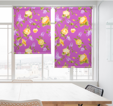 Cortina roller flores paneles florales en flor - TenVinilo