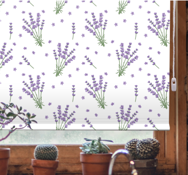 Cortina roller flores patrón floral de lavanda - TenVinilo