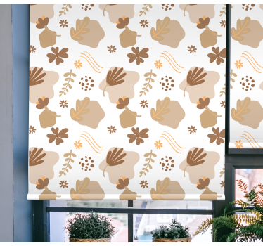 Cortina roller flores patrón beige orgánico - TenVinilo