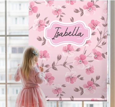 Cortina roller infantil flores de cerezo con nombre - TenVinilo