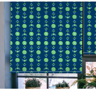 Cortina roller flores patrones verdes - TenVinilo