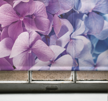 Cortina roller flores racimo de pétalos de hortensia - TenVinilo