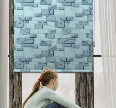 Cortina roller textura ladrillos de piedra azul - TenVinilo