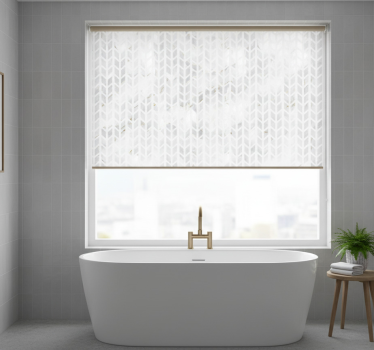Cortina roller gris azulejos de mármol dorado pequeños - TenVinilo