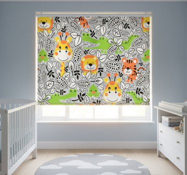 Cortina roller infantil amigos de la selva gris - TenVinilo