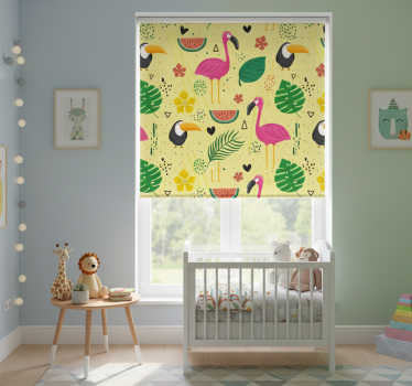 Cortina roller infantil animales adorables con plantas - TenVinilo