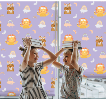 Cortina roller infantil animales bebés y arcoíris - TenVinilo