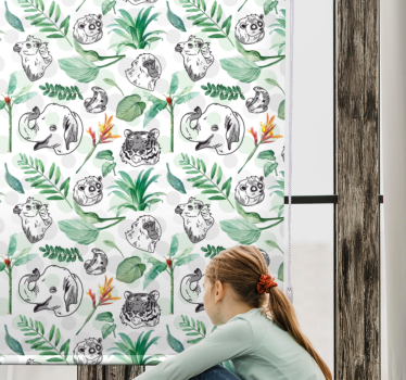 Cortina roller infantil animales de la selva verde - TenVinilo