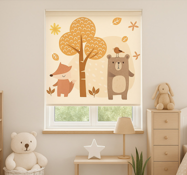 Cortina roller infantil animales del bosque beige - TenVinilo