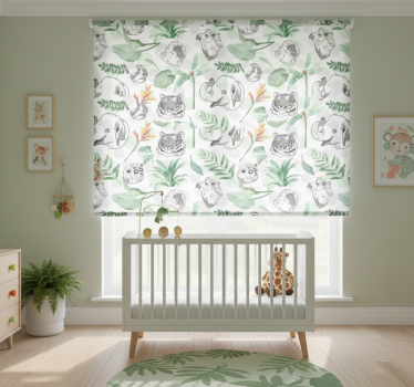 Cortina roller infantil animales y plantas acuarelados - TenVinilo