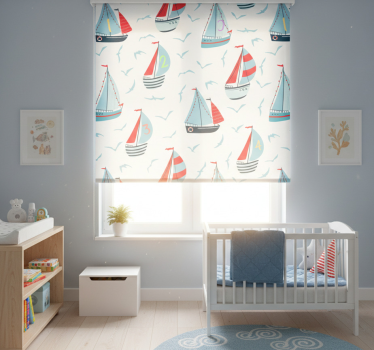 Cortina roller infantil barcos y pájaros - TenVinilo