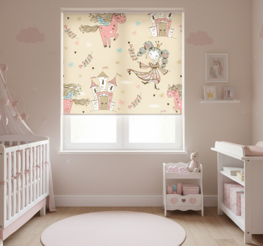 Cortina roller infantil castillo de unicornios y princesa - TenVinilo