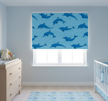 Cortina roller infantil cielo con nubes y delfines - TenVinilo