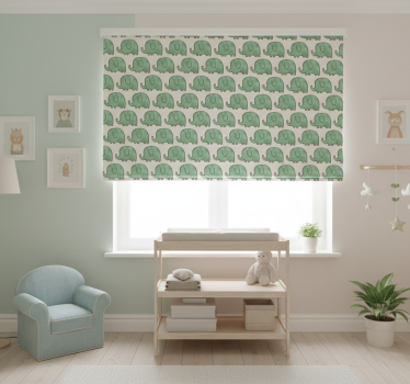 Cortina roller infantil con estampado de elefantes adorables - TenVinilo