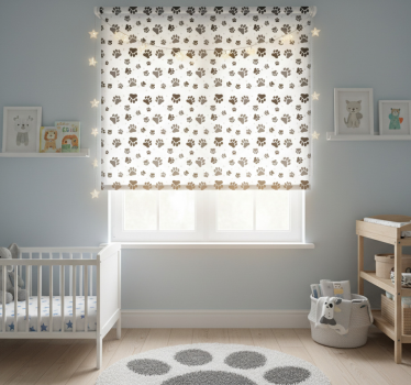 Cortina roller infantil con estampado de patas de mascotas - TenVinilo