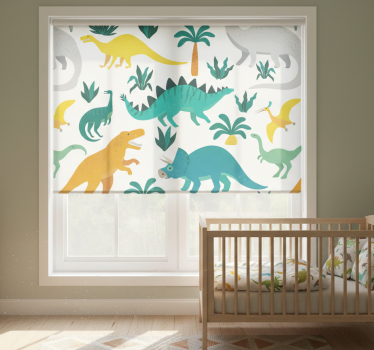 Cortina roller infantil dinosaurios con árboles - TenVinilo