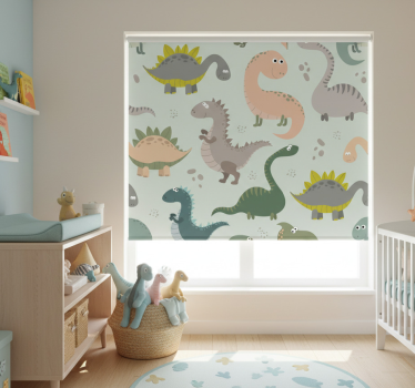 Cortina roller infantil dinosaurios sonrientes - TenVinilo