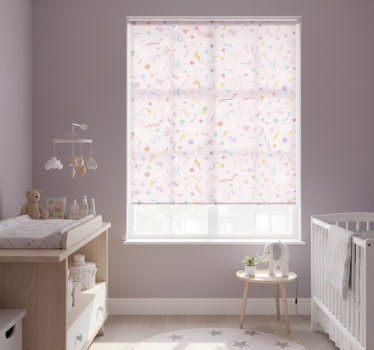 Cortina roller infantil diseño con confeti pastel - TenVinilo