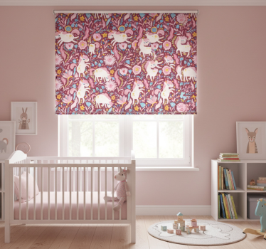 Cortina roller infantil diseño de patrón de unicornio - TenVinilo
