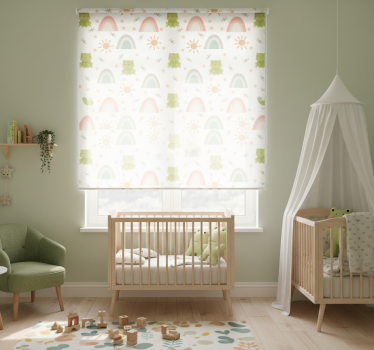 Cortina roller infantil diseño de rana tropical - TenVinilo