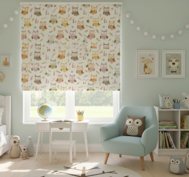 Cortina roller infantil diseño lindo búhos profesionales - TenVinilo