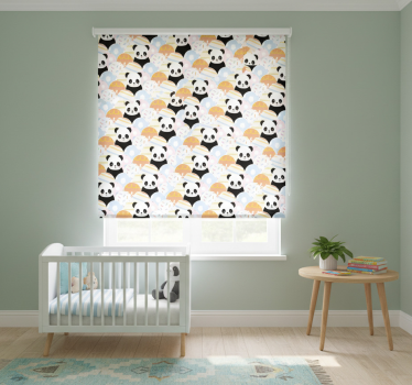 Cortina roller infantil diseño patchwork panda - TenVinilo