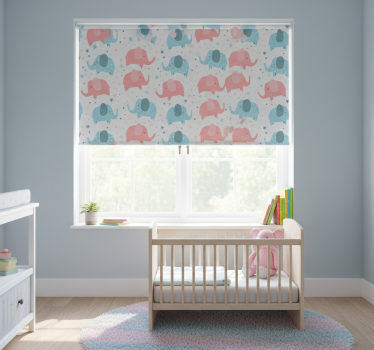 Cortina roller infantil elefante rosa y azul - TenVinilo