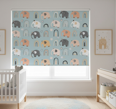 Cortina roller infantil elefantes adorables - TenVinilo