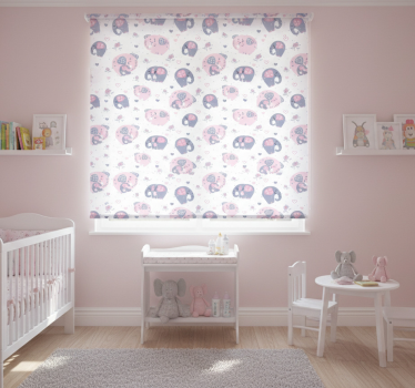 Cortina roller infantil elefantes rosas adorables - TenVinilo