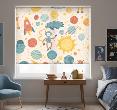 Cortina roller infantil escena de aventura espacial - TenVinilo