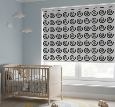 Cortina roller infantil espiral retro en blanco y negro - TenVinilo