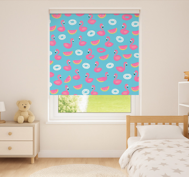 Cortina roller infantil estampado de flamenco azul - TenVinilo